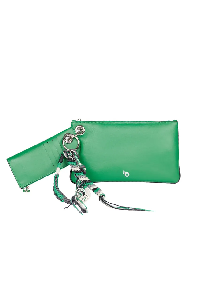 0 Genuine Leather Coty Green Clutch