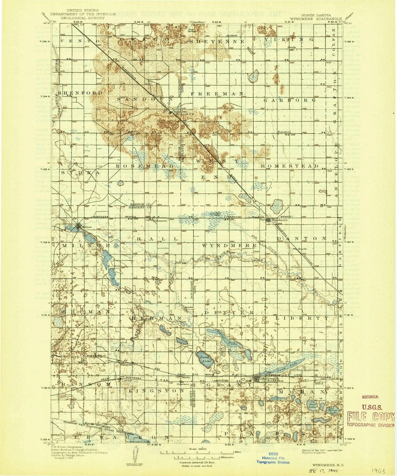 1907 Wyndmere, ND - North Dakota - USGS Topographic Map