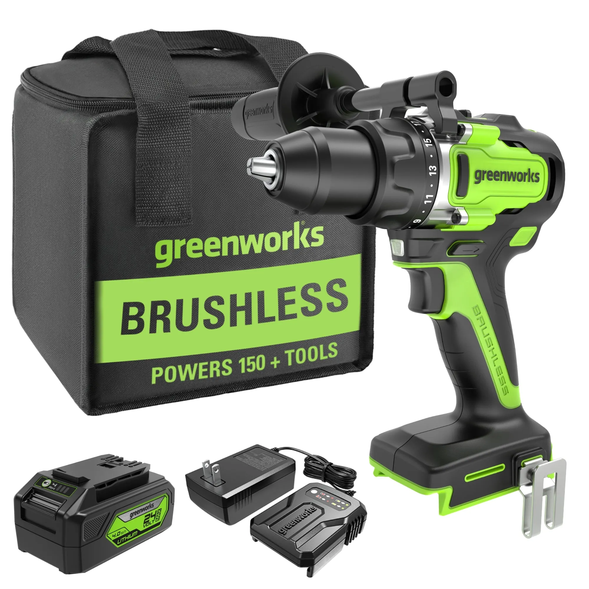 24V Cordless Battery 1/2" Drill Driver w/ 4.0Ah Battery & Charger