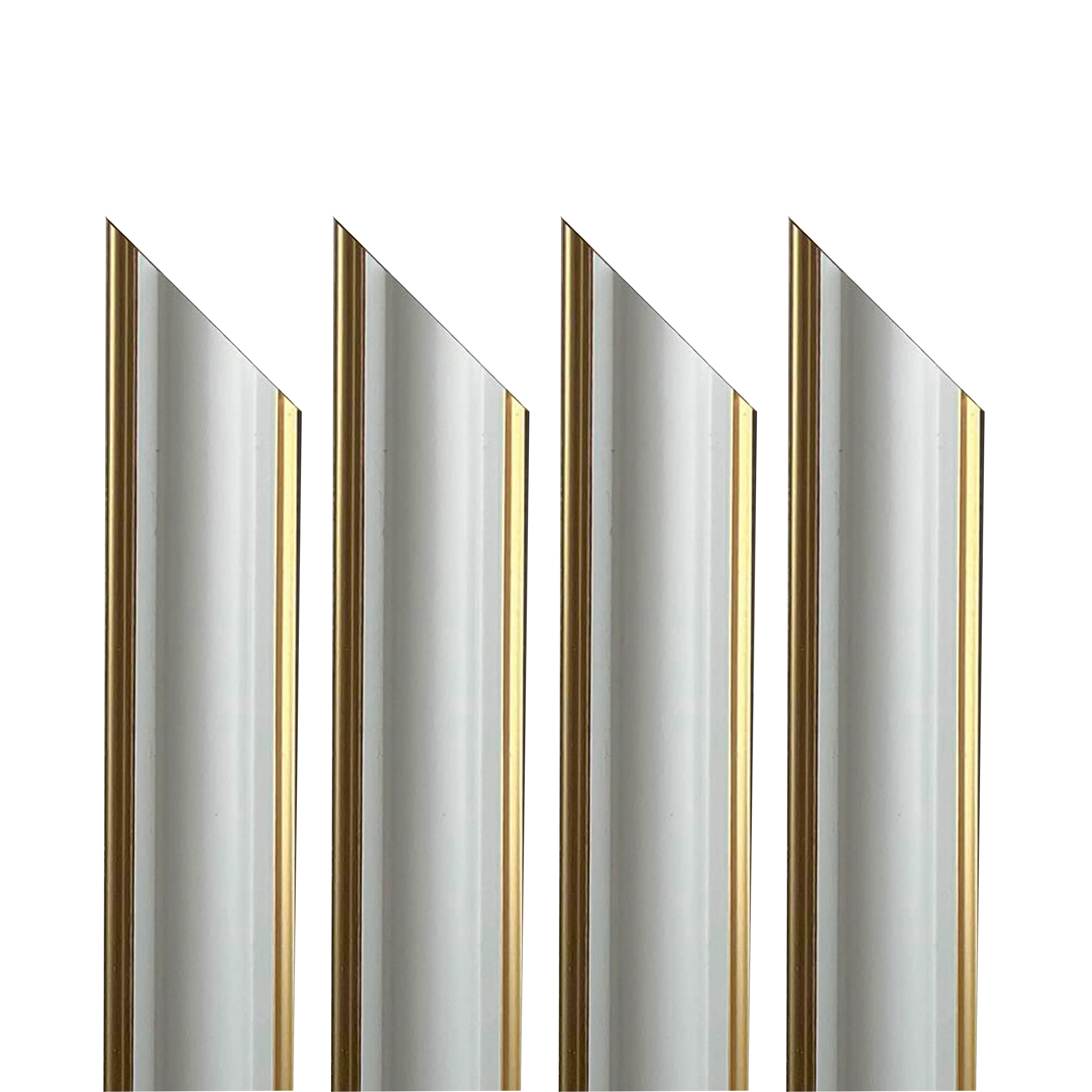 4 barre intere PRETAGLIATE AD ANGOLO per Bugna Boiserie in polimeri linea GOLD (doppio filo oro) ral 9010 varie dimensioni