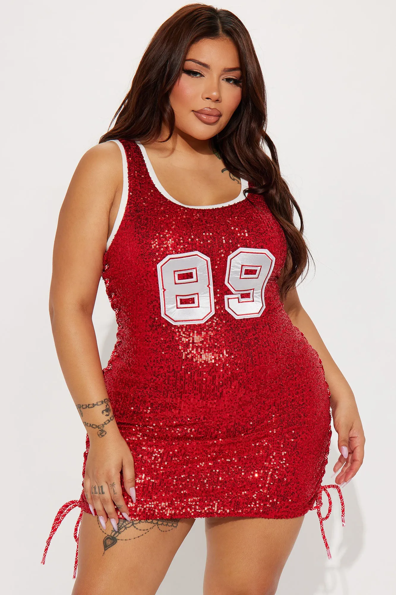 89 Sequin Jersey Mini Dress - Red