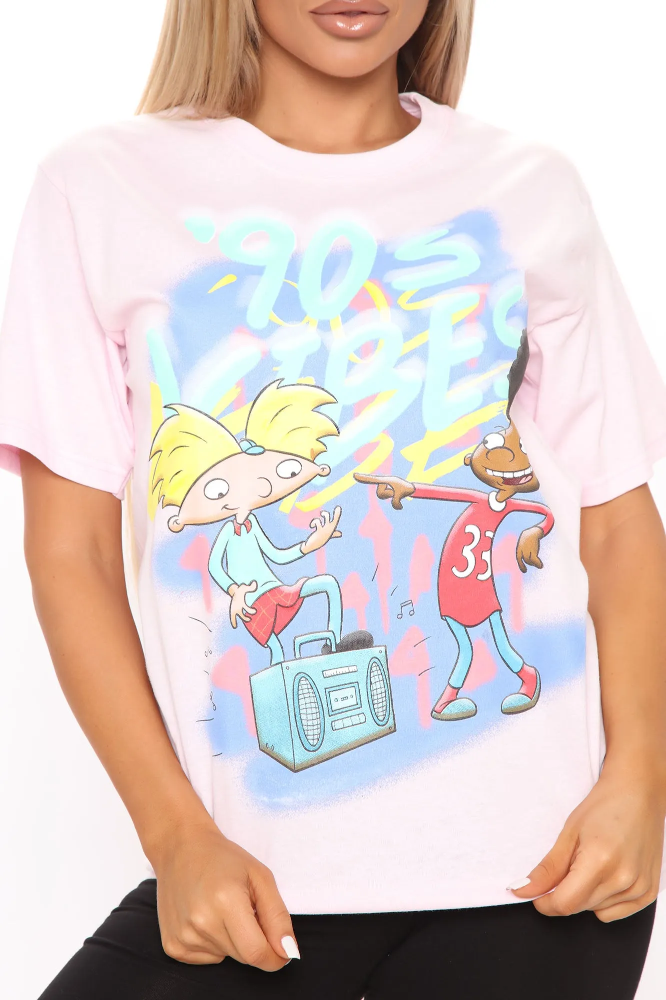 90's Vibe Hey Arnold Top - Pink