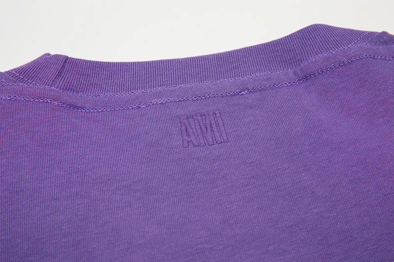 Ami Paris Ami de Coeur Organic Cotton T-Shirt Purple