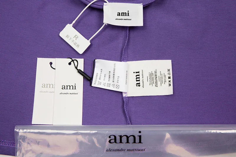 Ami Paris Ami de Coeur Organic Cotton T-Shirt Purple