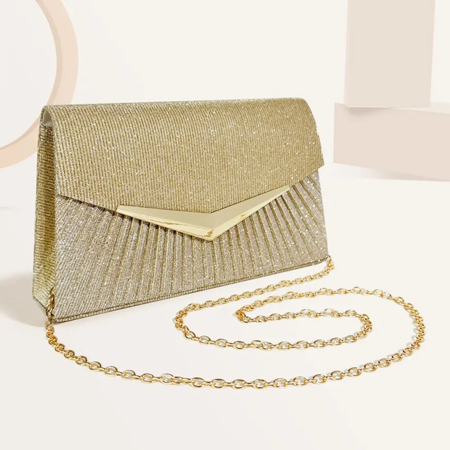 Amy Shiny Pleated Clutch Bag