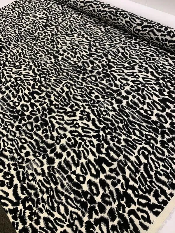 Animal Pattern Printed Silk Crepe de Chine - Black / Ivory