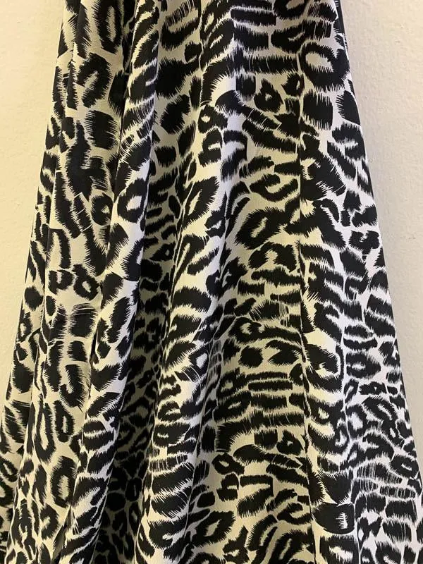 Animal Pattern Printed Silk Crepe de Chine - Black / Ivory