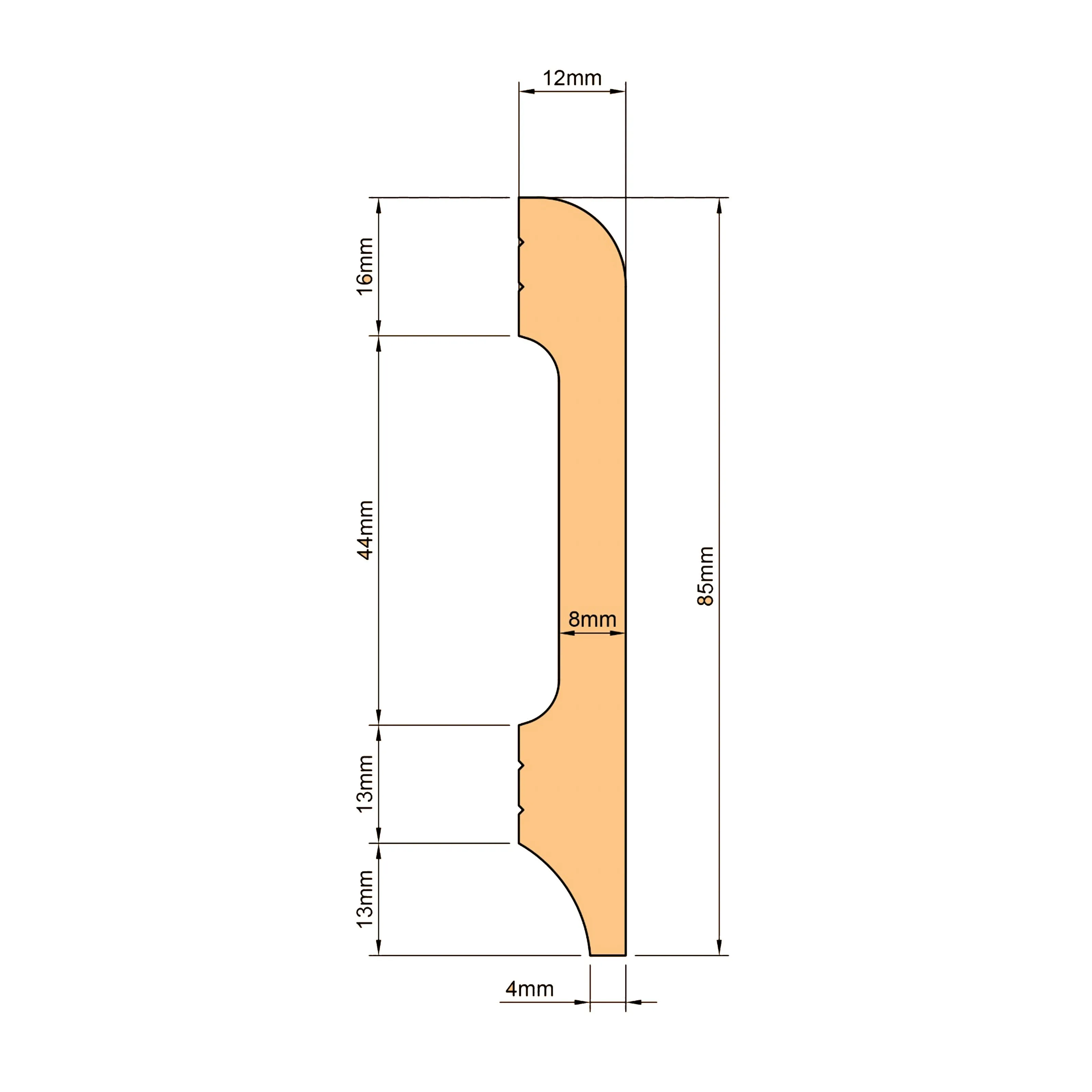 Bancale da 104ml di Battiscopa BC Lucido TRAVERTINO 85x14x2000mm in POLIMERI