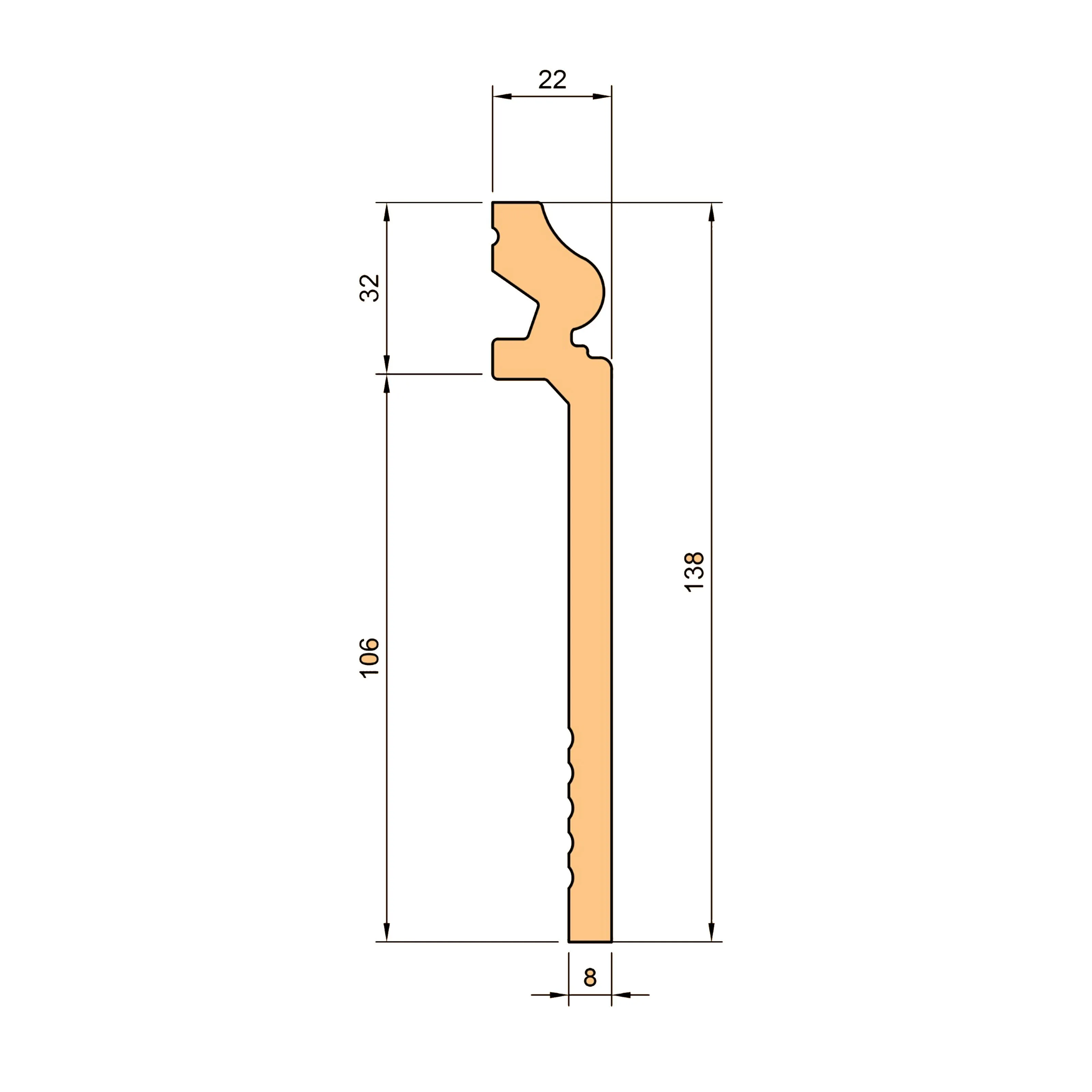 Battiscopa coprimarmo DUCALE Alto BIANCO 138x22x2000mm in POLIMERI - Polistrutturato