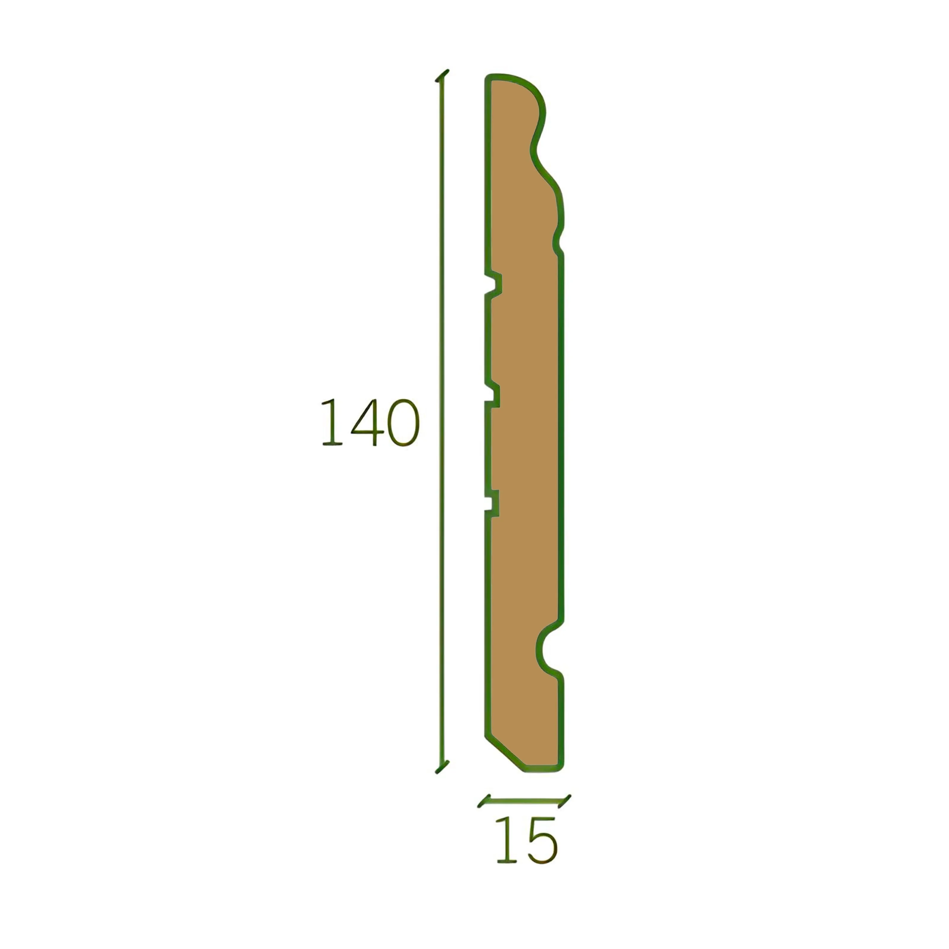 Battiscopa GRAN DUCALE ROMA LEGNO MASSELLO 140x15mm bianco, grezzo o ral 9010