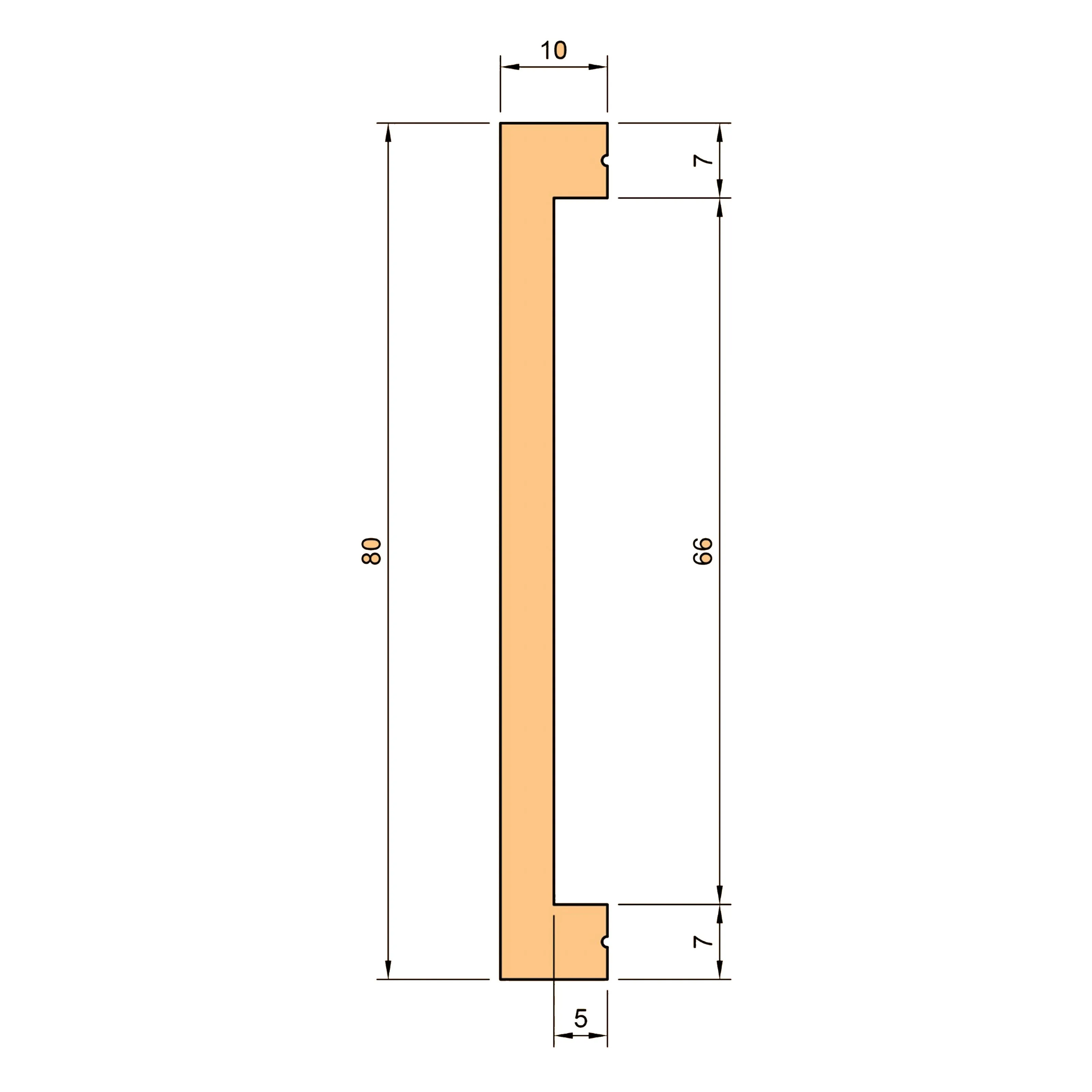 Battiscopa SQUADRATO BIANCO PASSACAVO 80x10x2000mm in POLIMERI - Polistrutturato