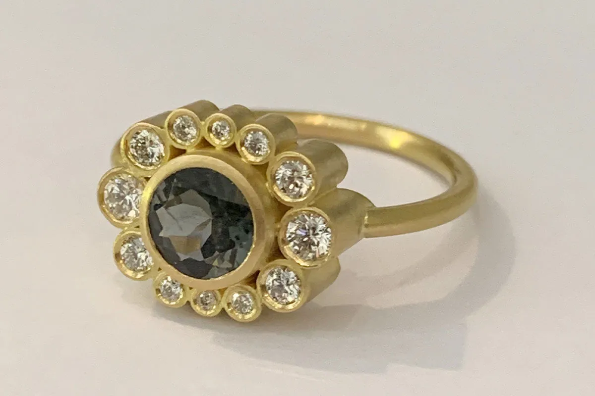 Belle de Nuit 18K Gold Ring w. Diamond & Tourmaline