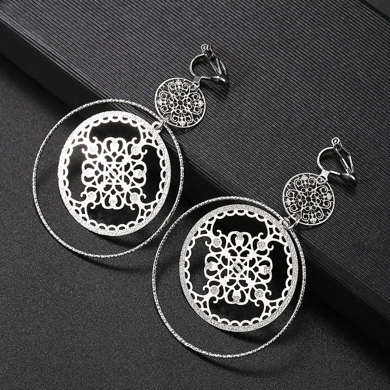 Boucles d'oreilles à Clips rondes et texturées Or ou Argent très raffinées (2 coloris Or & Argent)