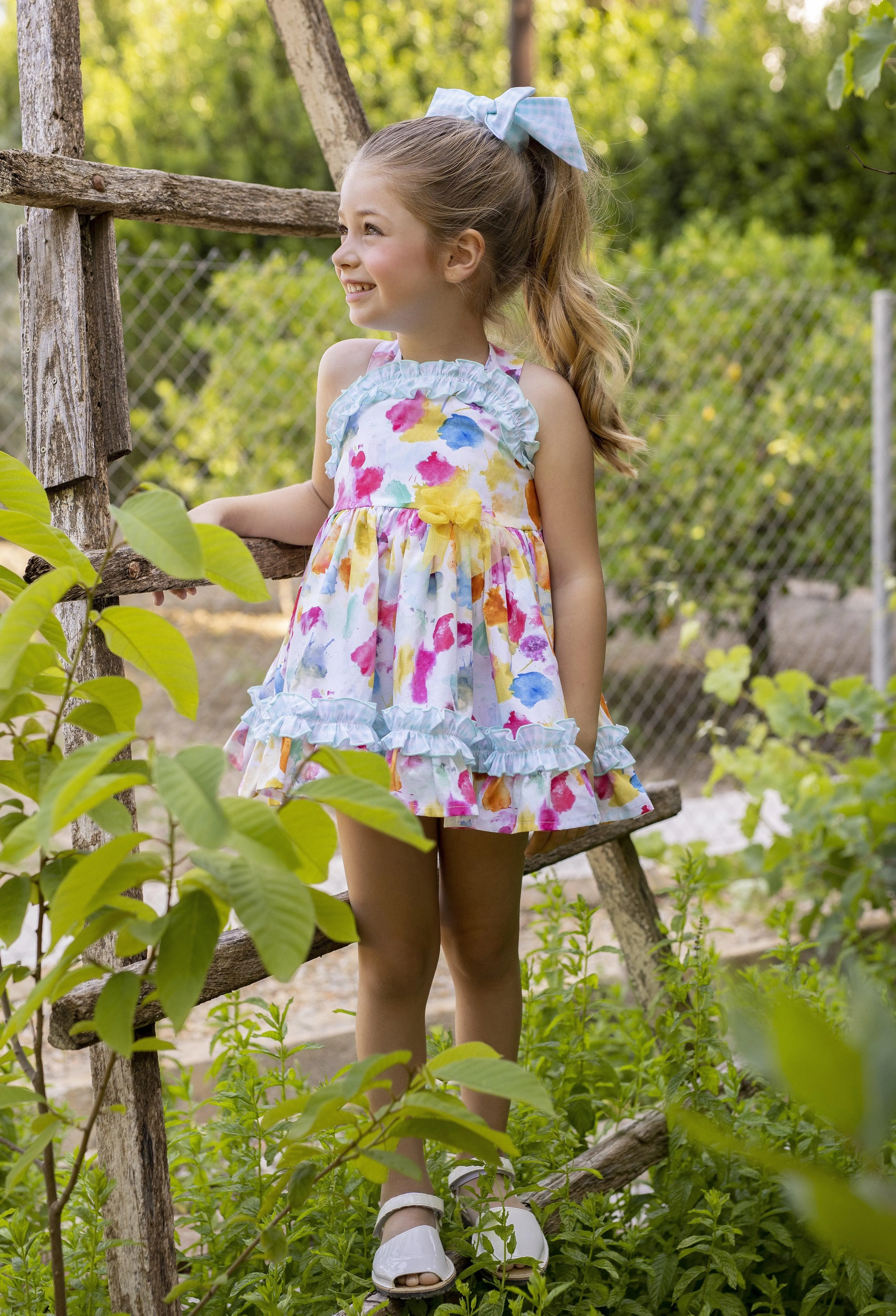 CLEARANCE SALE - Alhuka SS24 - Baby Girl's Teresita Multi Coloured Print Dress & Knickers