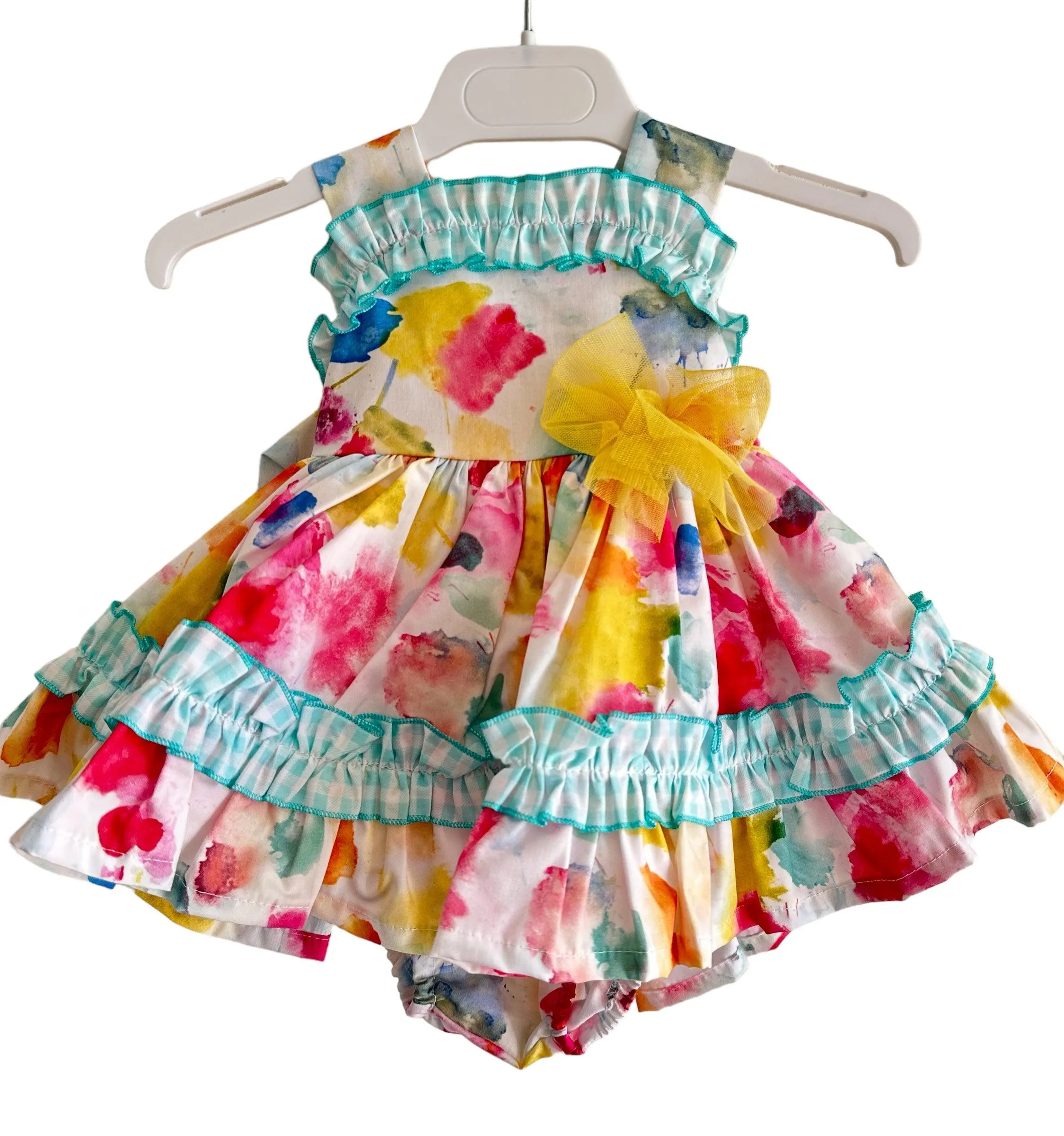 CLEARANCE SALE - Alhuka SS24 - Baby Girl's Teresita Multi Coloured Print Dress & Knickers