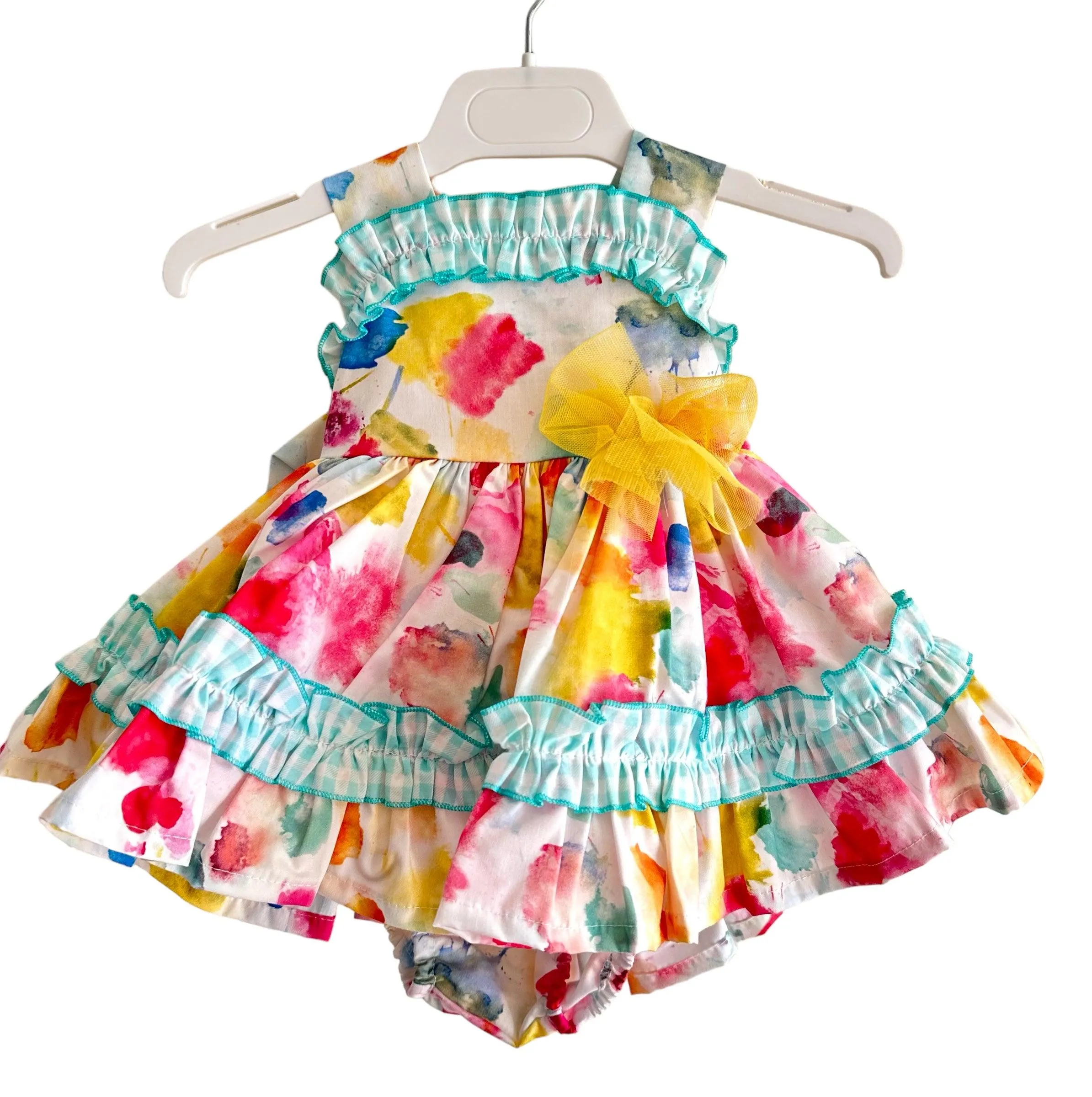 CLEARANCE SALE - Alhuka SS24 - Baby Girl's Teresita Multi Coloured Print Dress & Knickers