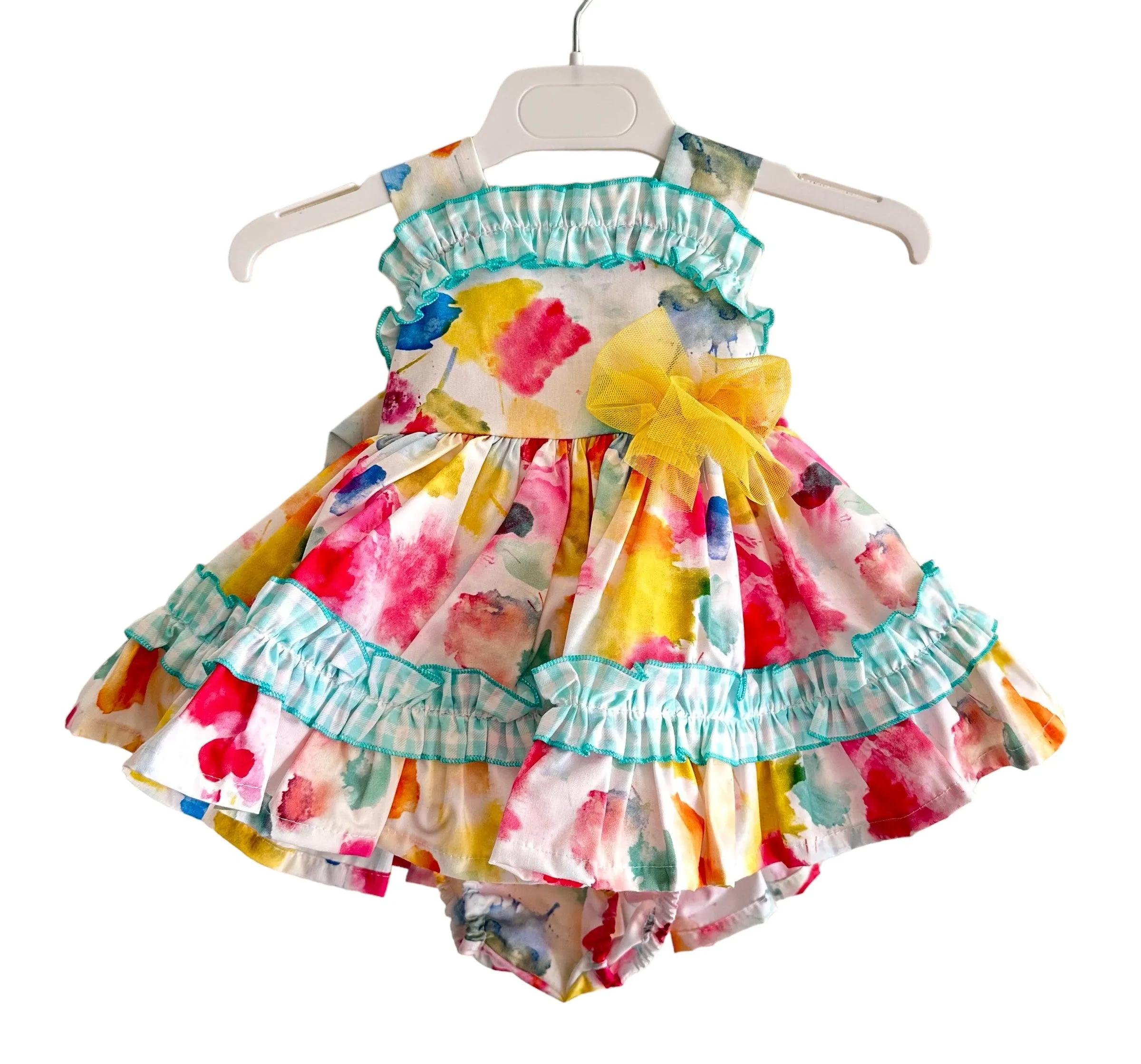 CLEARANCE SALE - Alhuka SS24 - Baby Girl's Teresita Multi Coloured Print Dress & Knickers