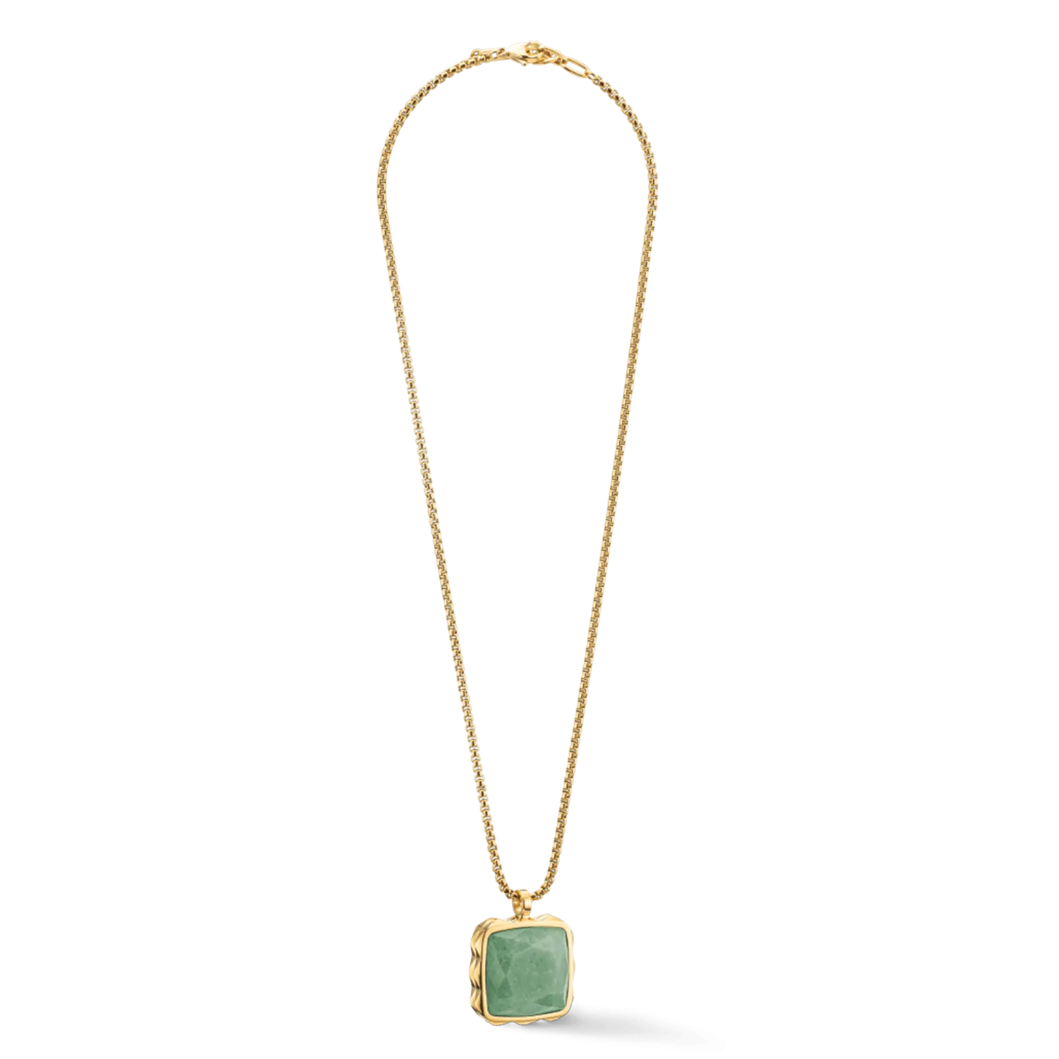 Coeur De Lion Gold Green Aventurine Square Spikes Necklace