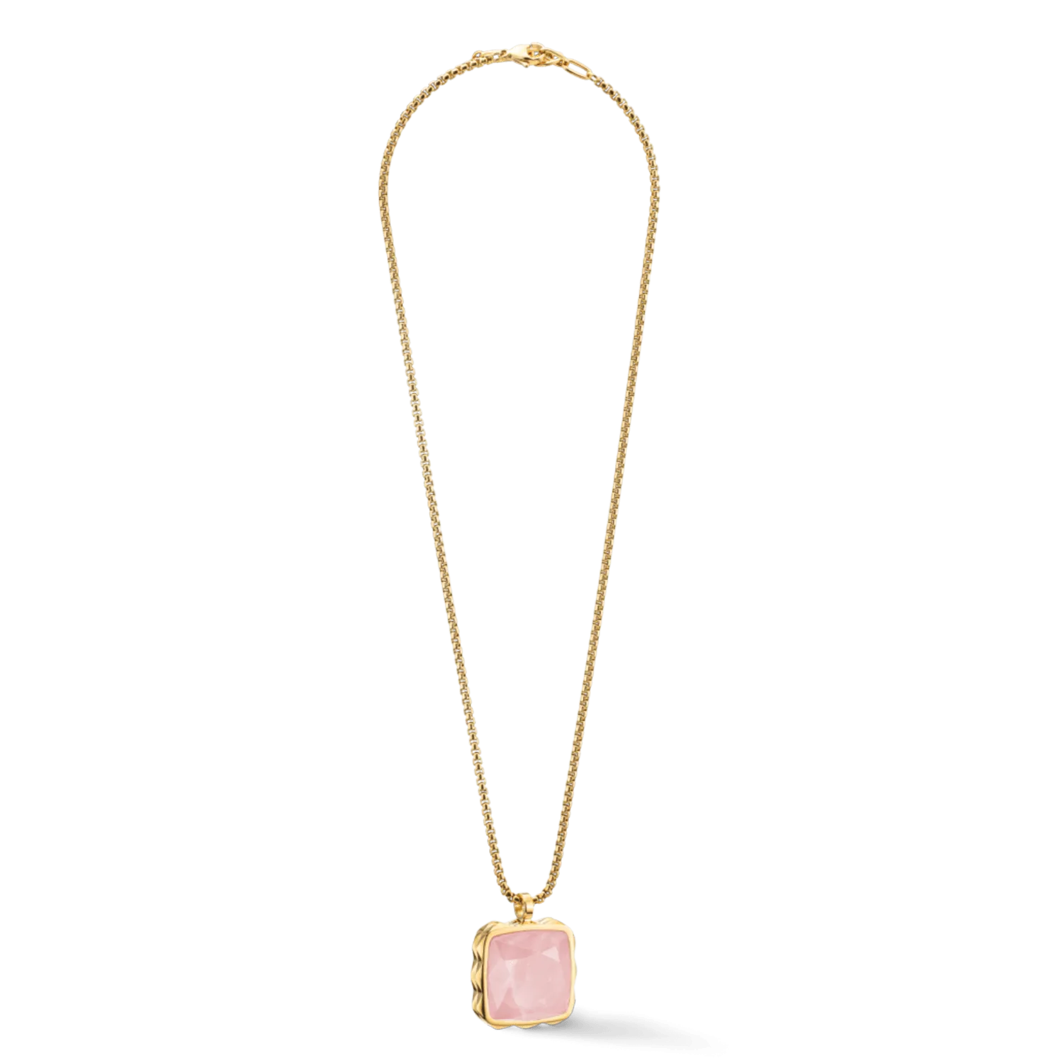 Coeur De Lion Gold Rose Quartz Square Spikes Necklace