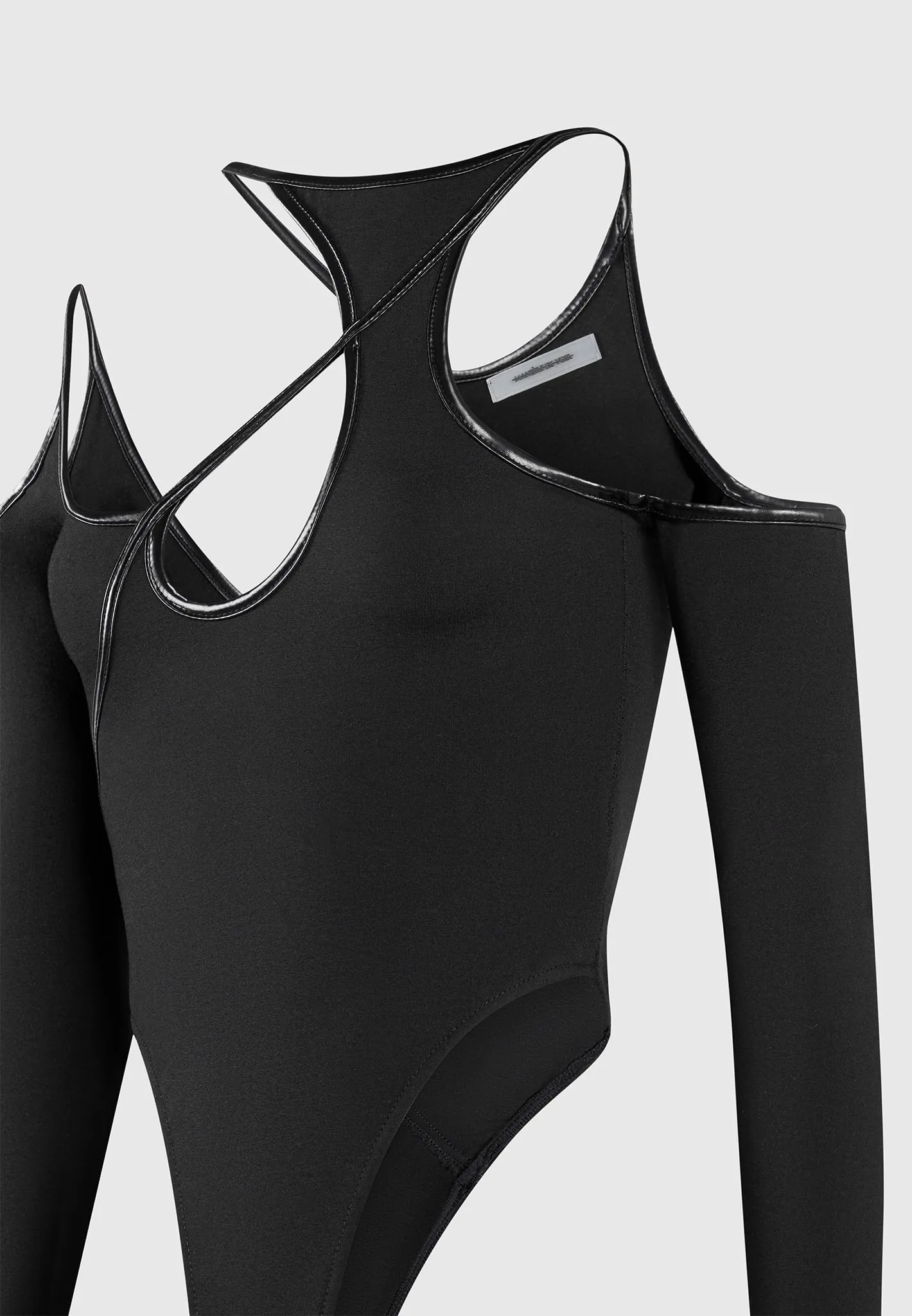 Contrast Asymmetric Bodysuit - Black