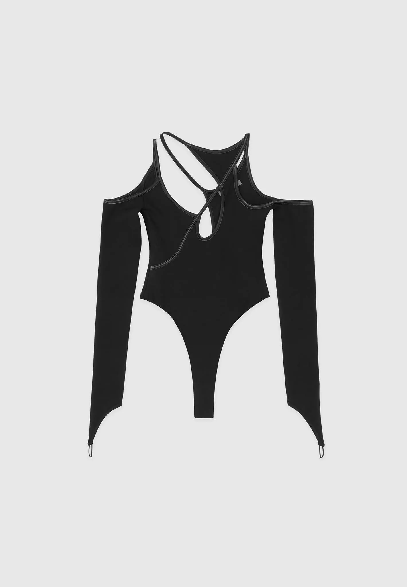 Contrast Asymmetric Bodysuit - Black