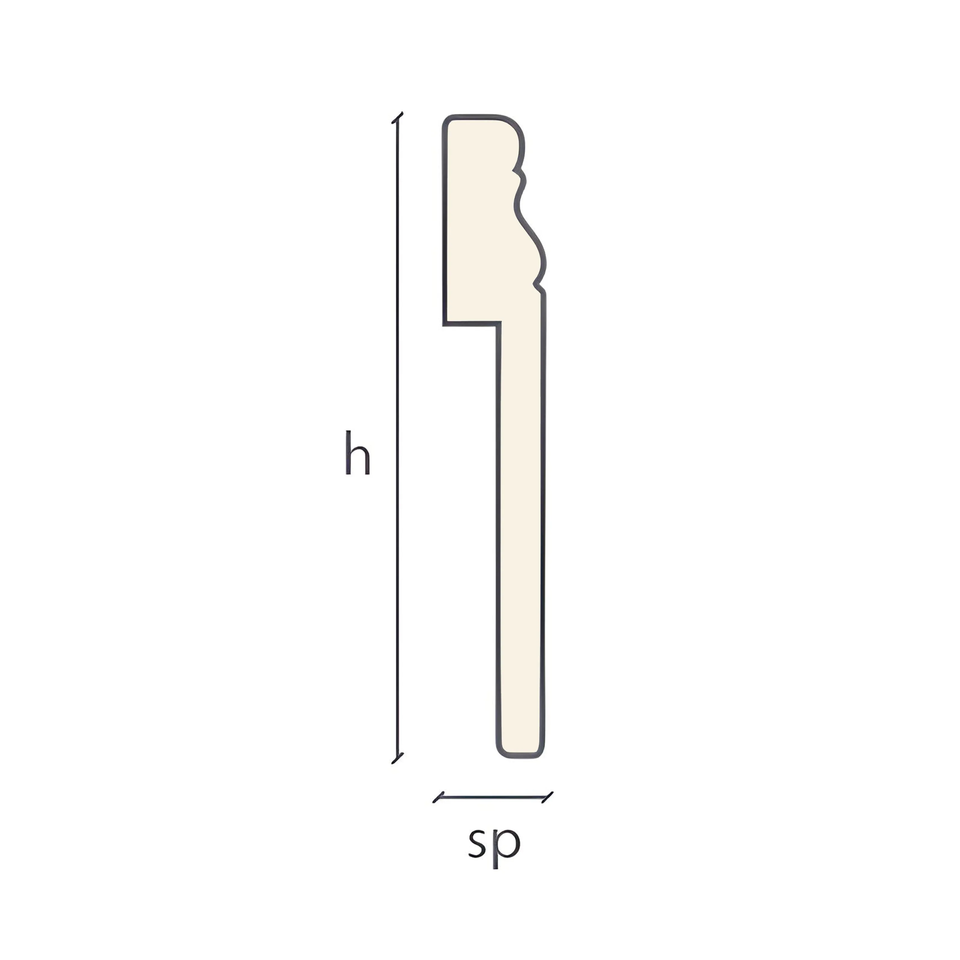 Coprimarmo Battiscopa Gran Ducale Fibra di legno 120X19mm Laccato bianco o ral 9010