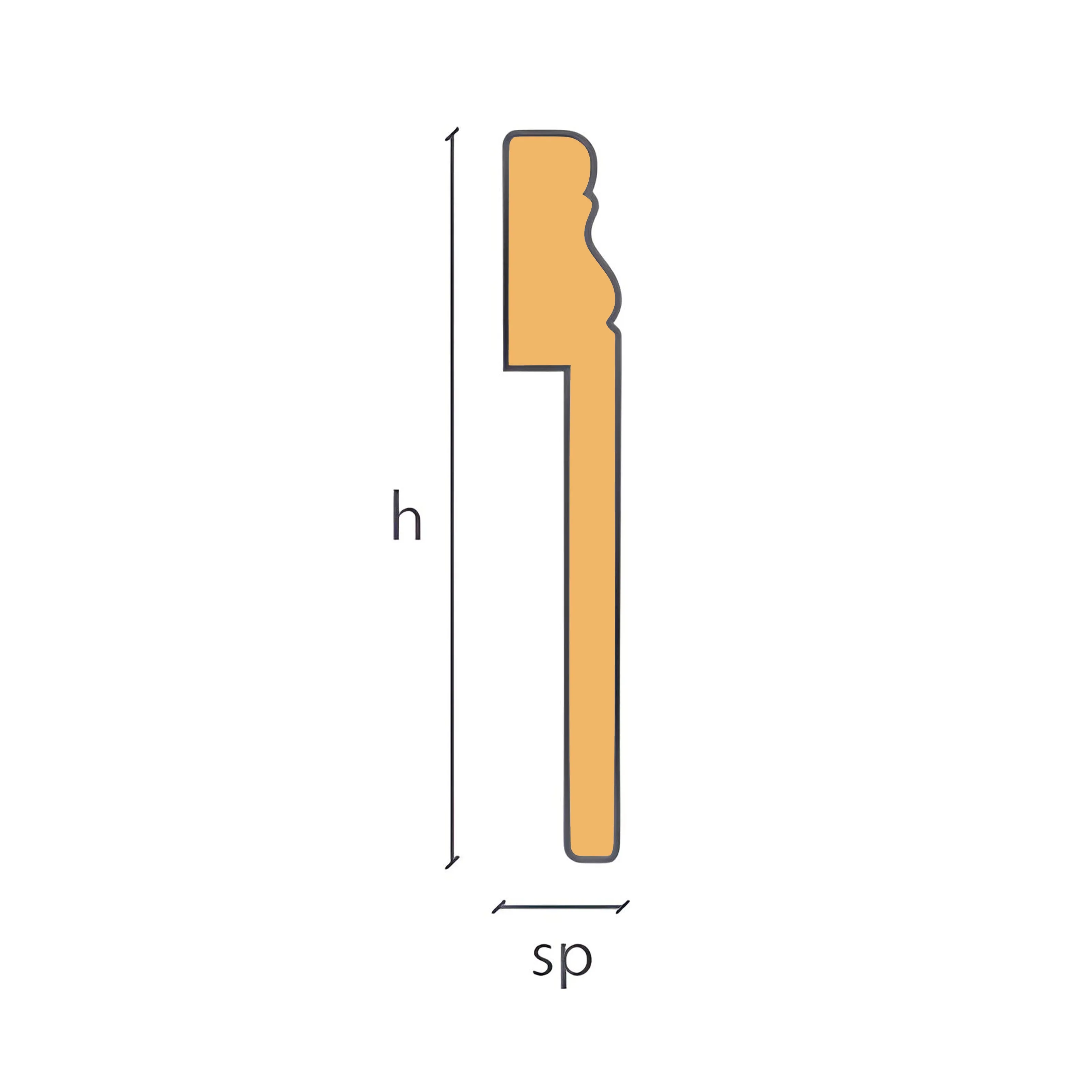 Coprimarmo Battiscopa Gran Ducale Fibra di legno 120X19mm Laccato bianco o ral 9010