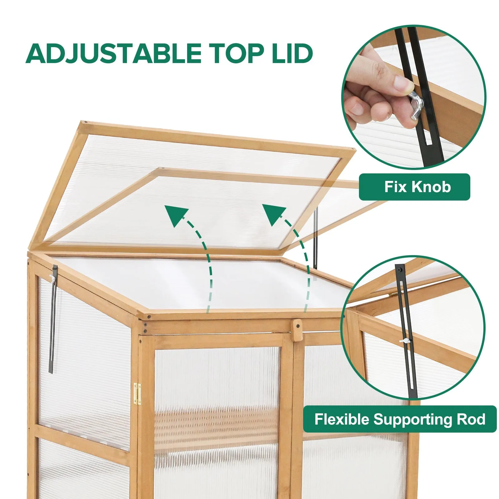 EAGLE PEAK Garden Cold Frame Greenhouse with Adjustable Shelves, 30.1x22.0x43.3in, Natural