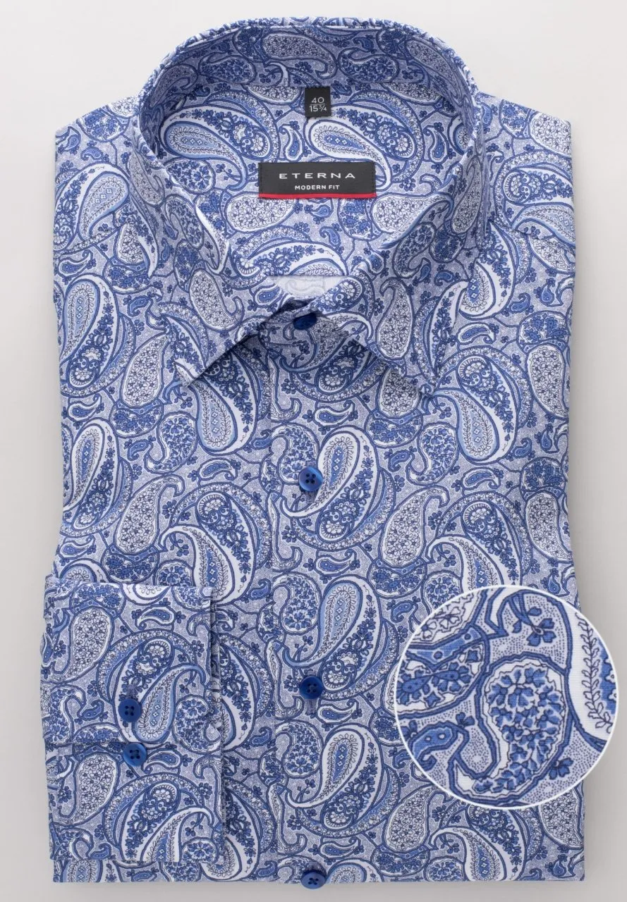 ETERNA - Chemise paisley manches longues Modern Fit