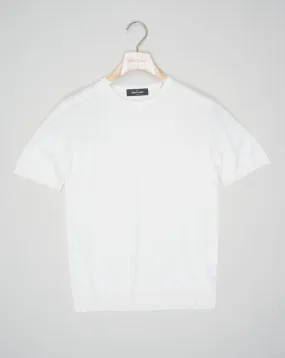 Gran Sasso Knitted Silk T-Shirt / Off White