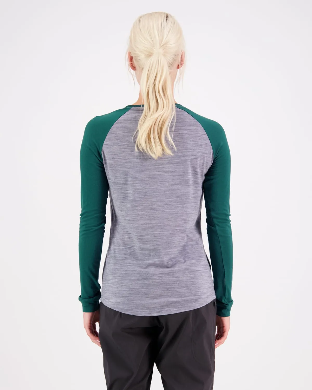 Icon Merino Raglan Long Sleeve - Grey Heather / Evergreen