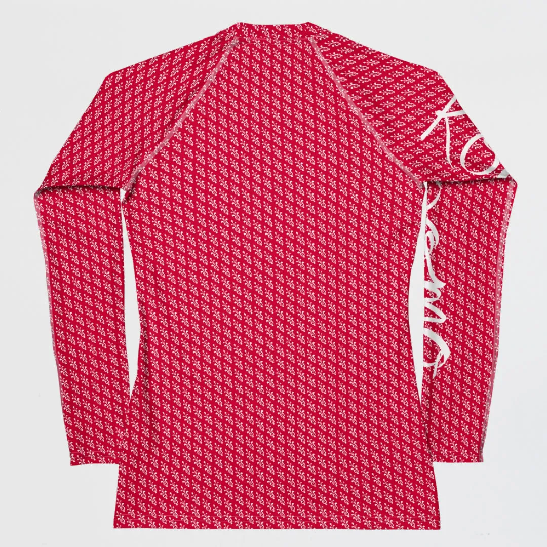 KOBOMO Fleur De Lis Rash Shirt UPF 50  Crimson Red