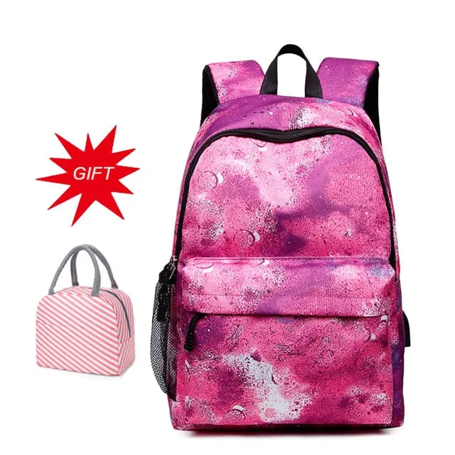 Large Capacity Student School Backpackl Printed School Bags Bookbags