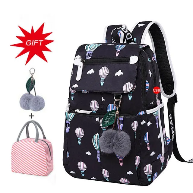 Large Capacity Student School Backpackl Printed School Bags Bookbags