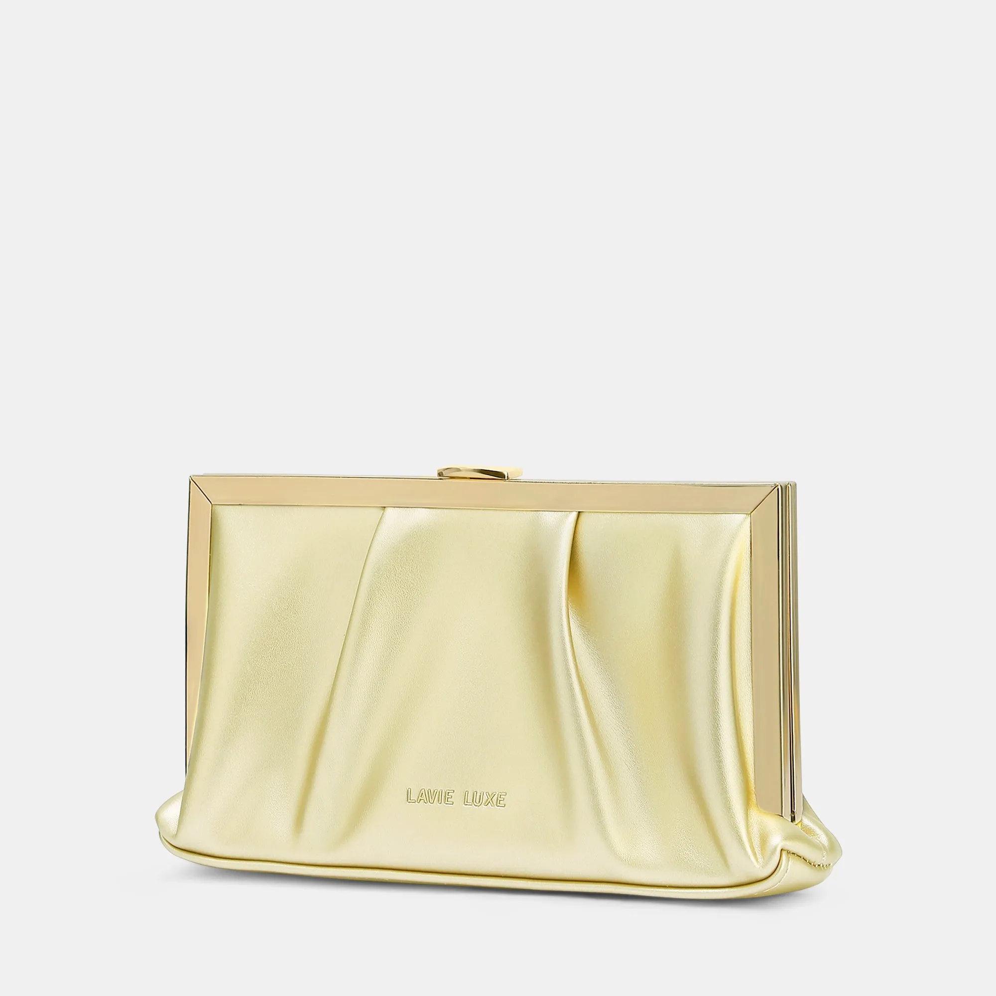 Lavie Luxe Pleatz framed Gold Medium Women's Clutch