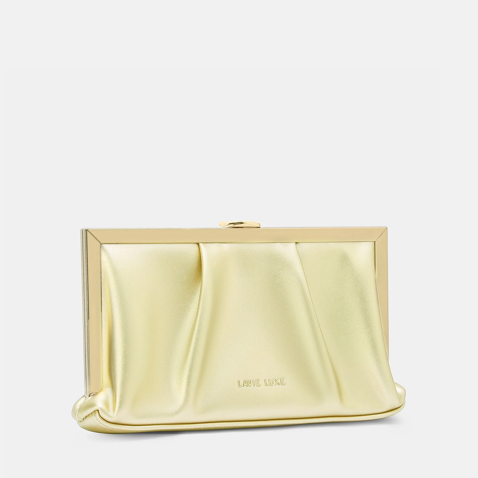 Lavie Luxe Pleatz framed Gold Medium Women's Clutch