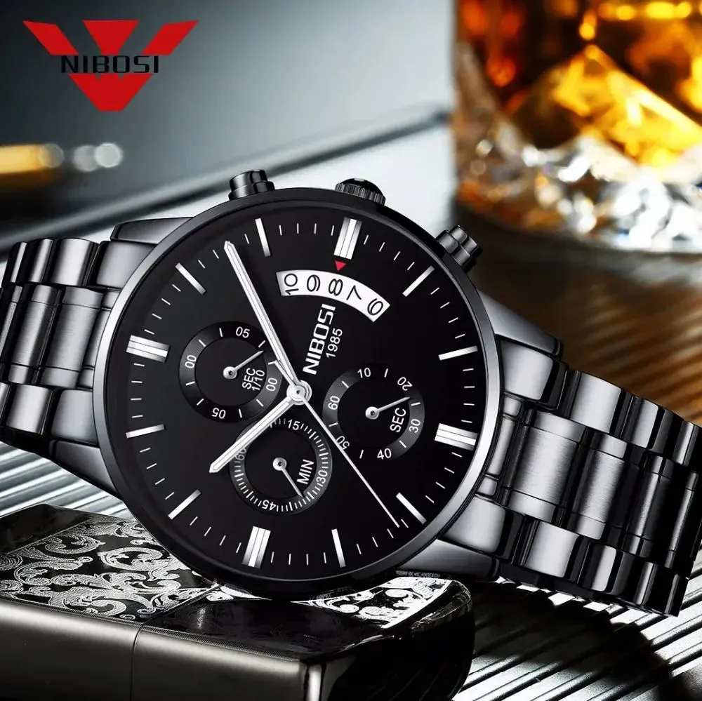 NIBOSI- Reloj masculino nformal de cuarzo, reloj de pulsera para hombre, militar de cuarzo, pulsera Saat