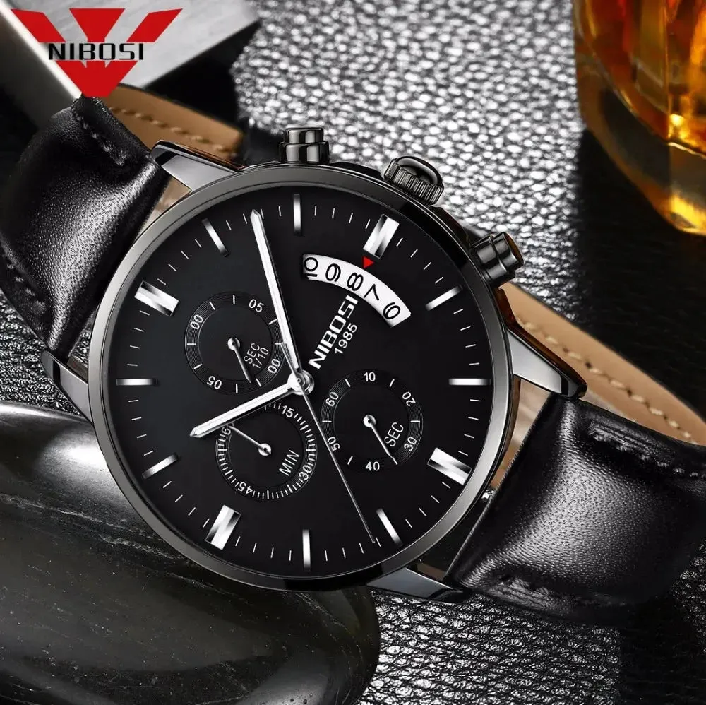 NIBOSI- Reloj masculino nformal de cuarzo, reloj de pulsera para hombre, militar de cuarzo, pulsera Saat