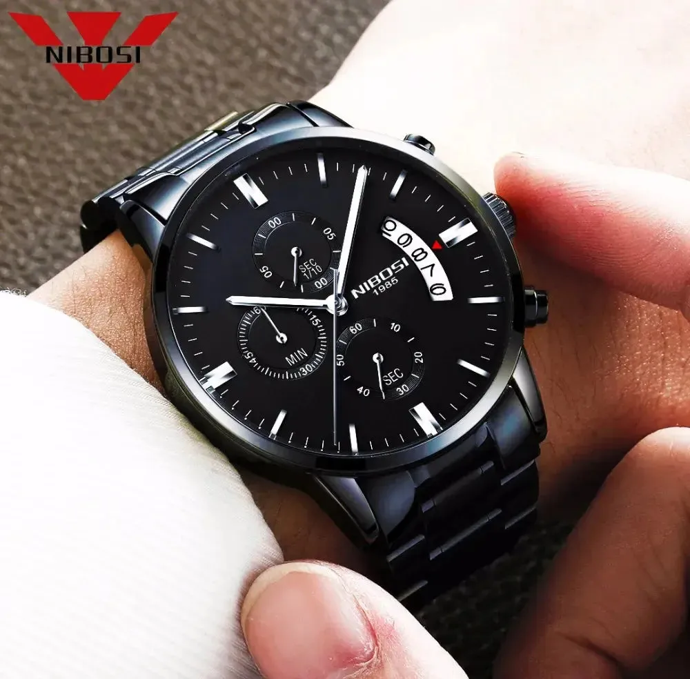 NIBOSI- Reloj masculino nformal de cuarzo, reloj de pulsera para hombre, militar de cuarzo, pulsera Saat