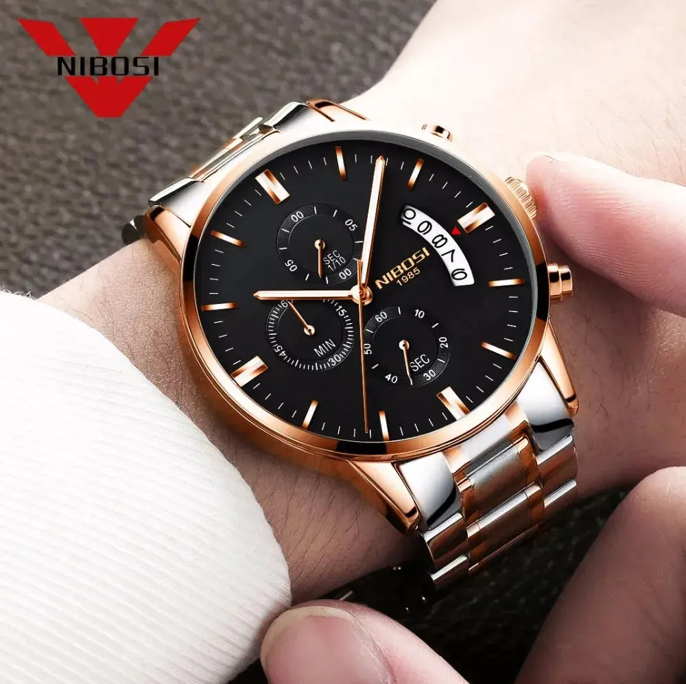 NIBOSI- Reloj masculino nformal de cuarzo, reloj de pulsera para hombre, militar de cuarzo, pulsera Saat