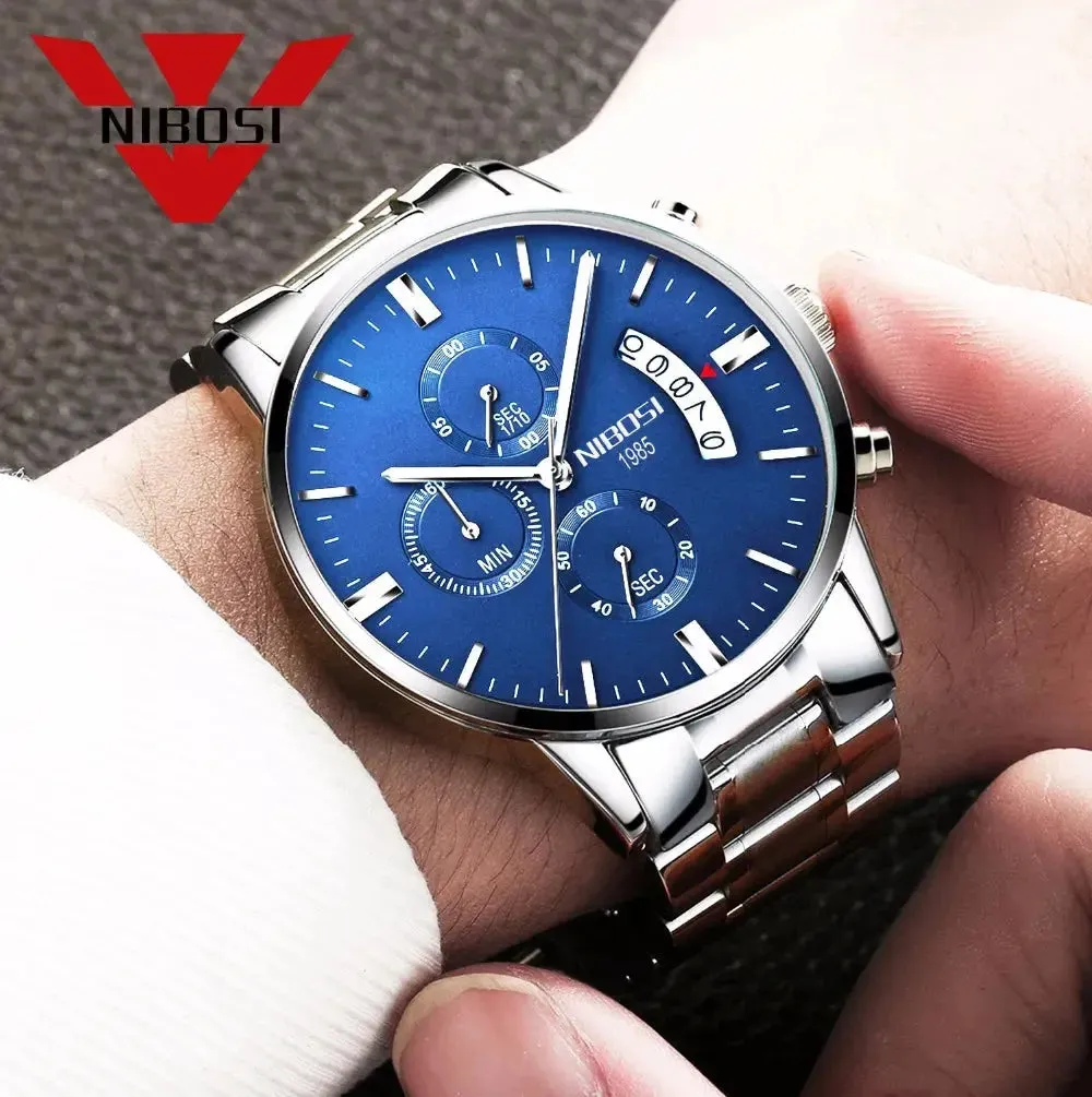 NIBOSI- Reloj masculino nformal de cuarzo, reloj de pulsera para hombre, militar de cuarzo, pulsera Saat