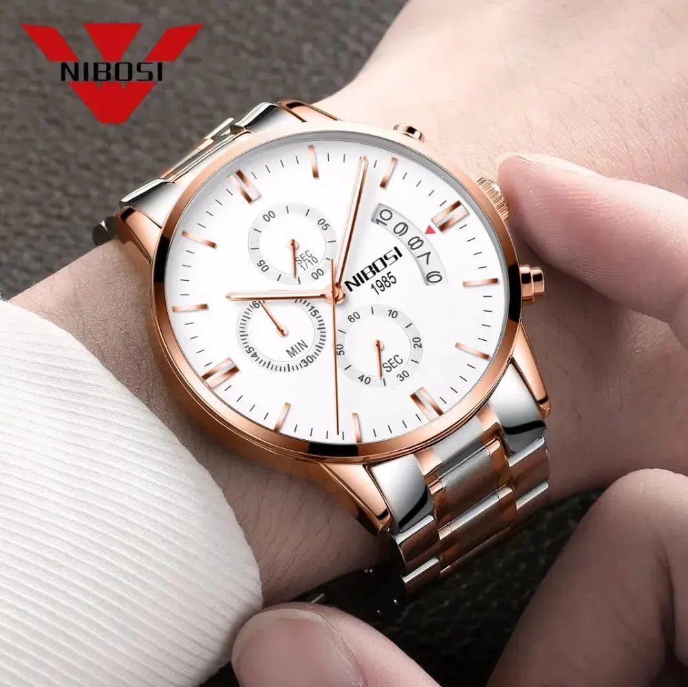 NIBOSI- Reloj masculino nformal de cuarzo, reloj de pulsera para hombre, militar de cuarzo, pulsera Saat