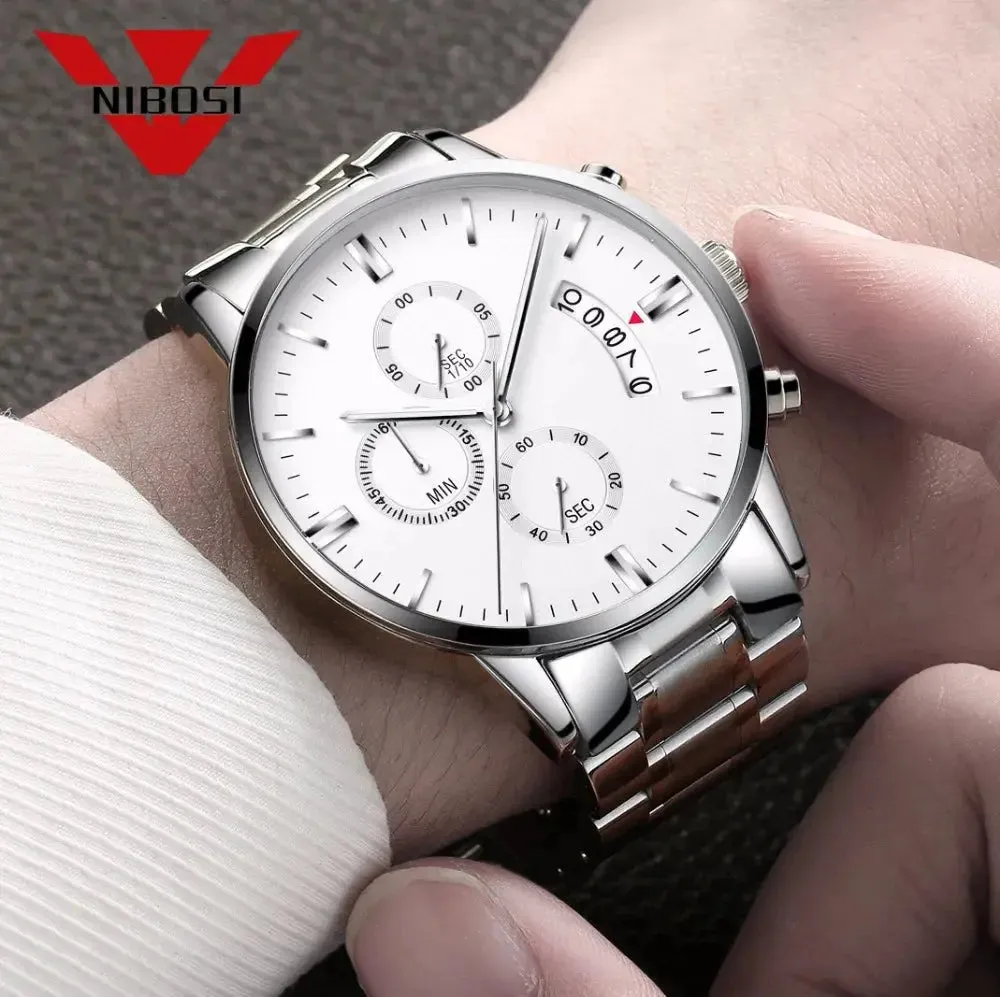 NIBOSI- Reloj masculino nformal de cuarzo, reloj de pulsera para hombre, militar de cuarzo, pulsera Saat