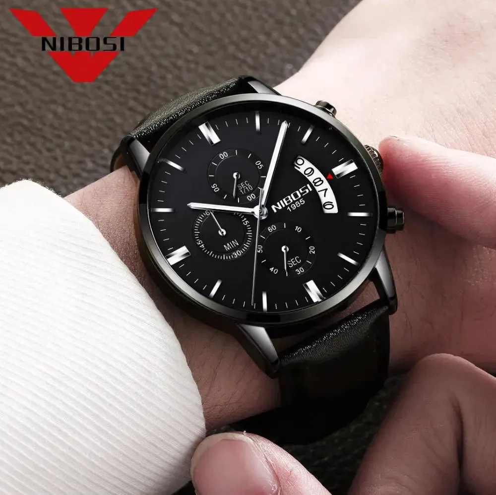 NIBOSI- Reloj masculino nformal de cuarzo, reloj de pulsera para hombre, militar de cuarzo, pulsera Saat