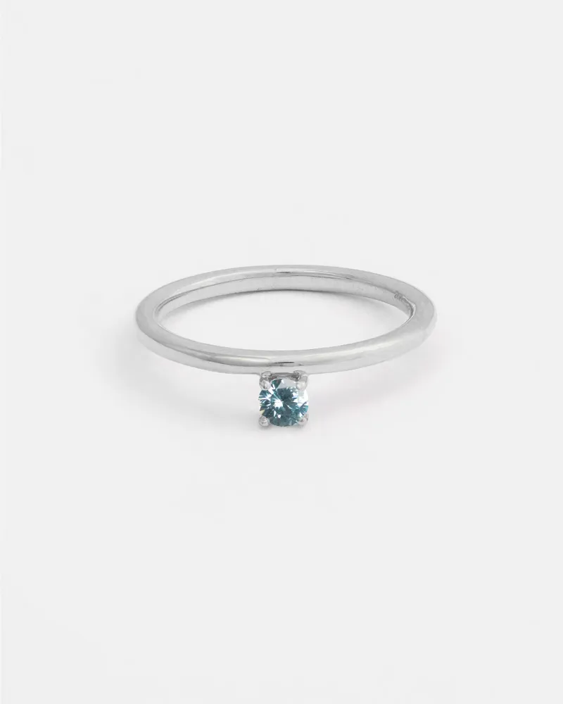 Novella Solitaire Ring in 14k White Gold with Ethical Birthstone