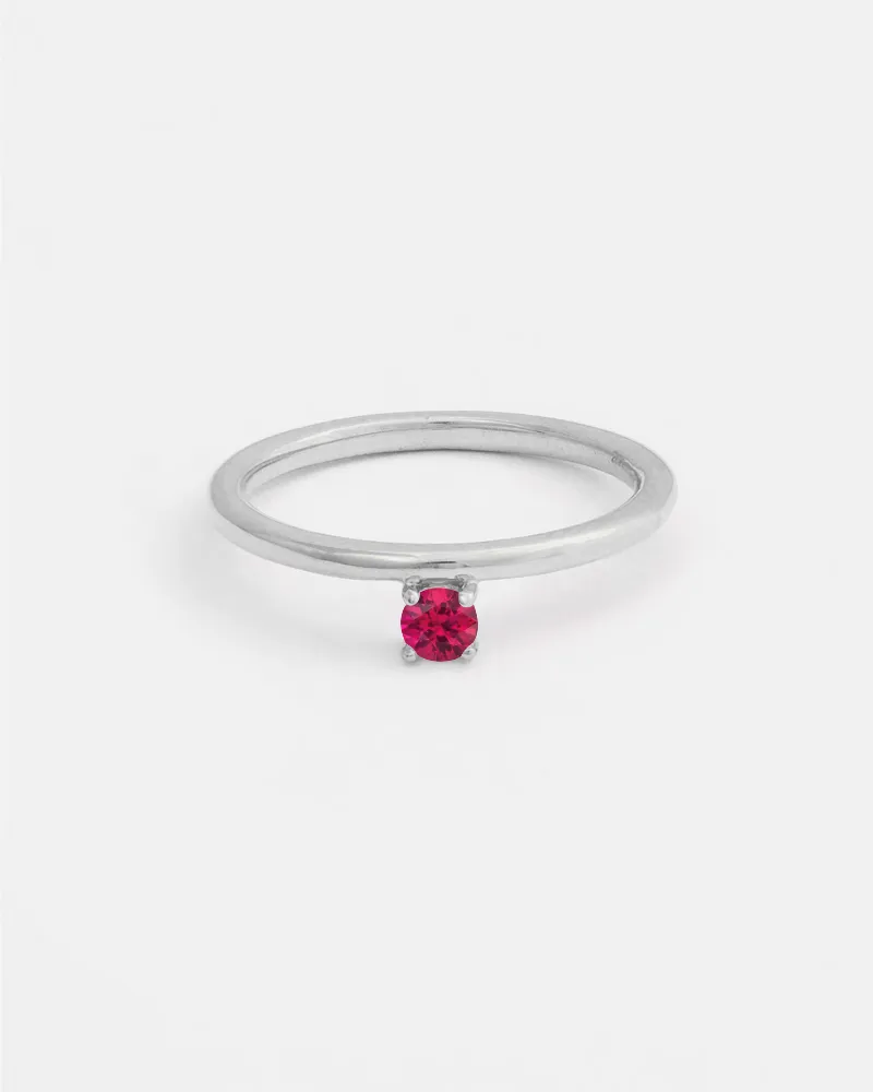 Novella Solitaire Ring in 14k White Gold with Ethical Birthstone