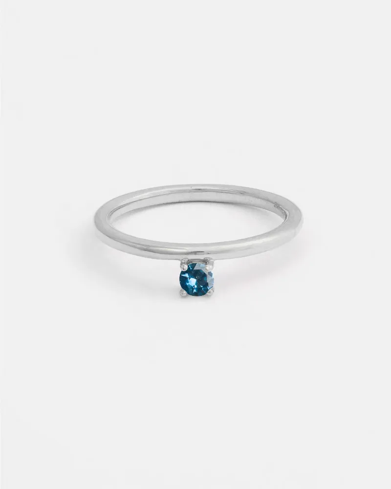 Novella Solitaire Ring in 14k White Gold with Ethical Birthstone