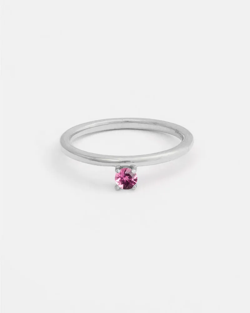 Novella Solitaire Ring in 14k White Gold with Ethical Birthstone