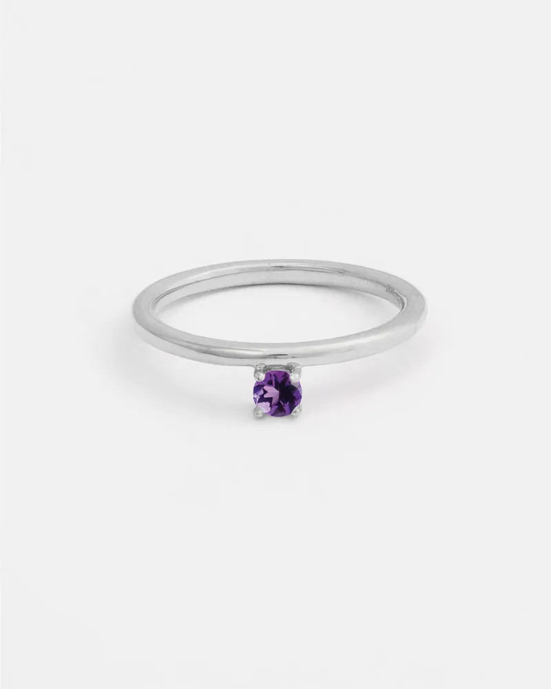 Novella Solitaire Ring in 14k White Gold with Ethical Birthstone