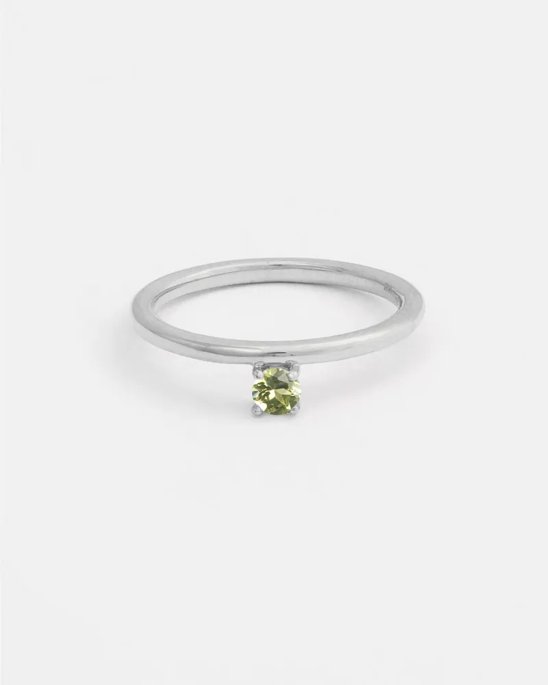 Novella Solitaire Ring in 14k White Gold with Ethical Birthstone